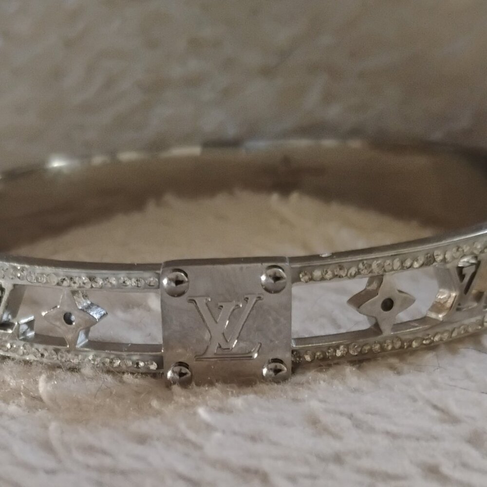 Louis Vuitton Authentic Upcycled Bangle Silver